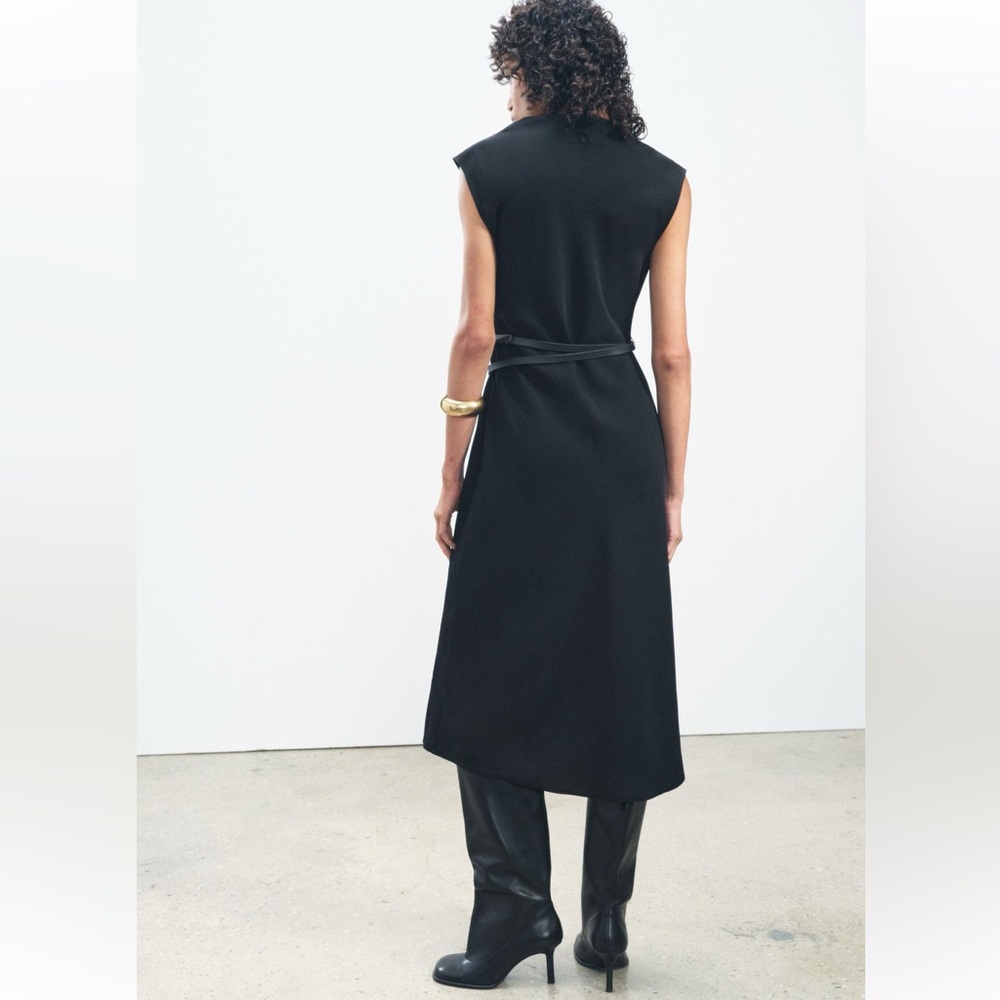 ZARA NWT ZW Collection Belted MIDI Dress - Picture 3 of 5